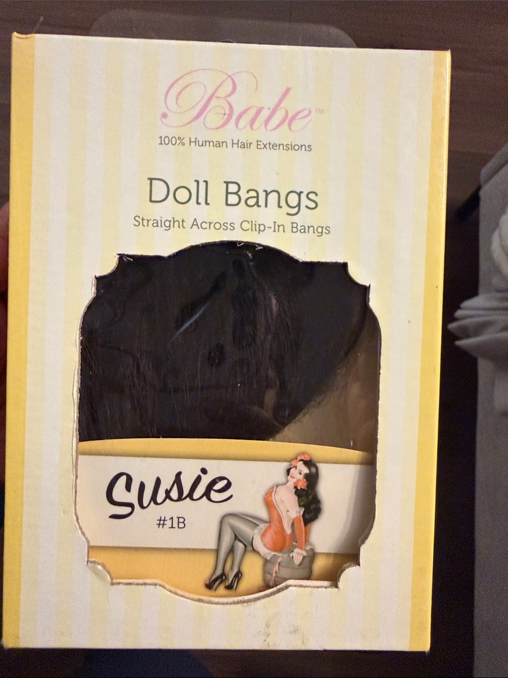 Babe Doll Bangs Clip-In Hair Extension in Susie #1B - Black